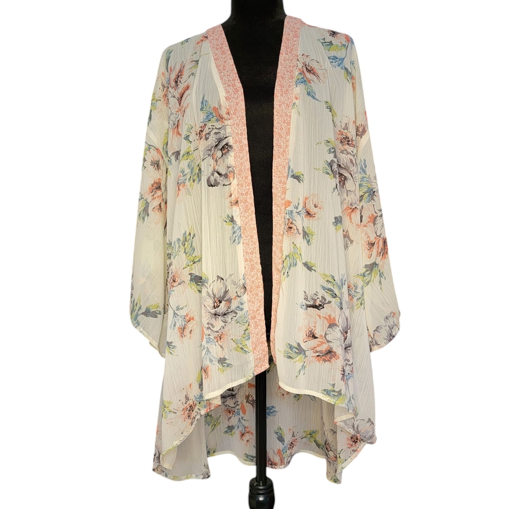 BOG Collective Floral Sheer Kimono Cardigan Oversized Size XS/S